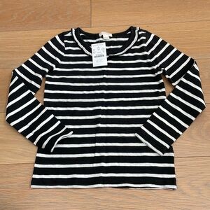 NWT Crewcuts black white striped long sleeve tee T-shirt